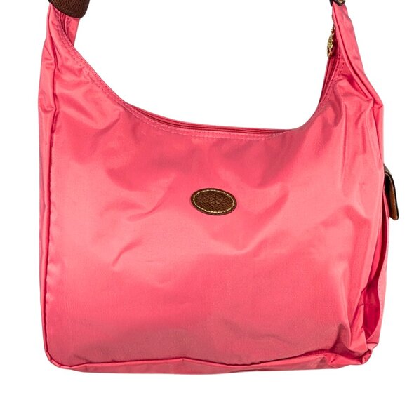 Longchamp Le Pliage Flamingo Pink Nylon Leather Large Crescent Hobo Bag - Picture 2 of 9